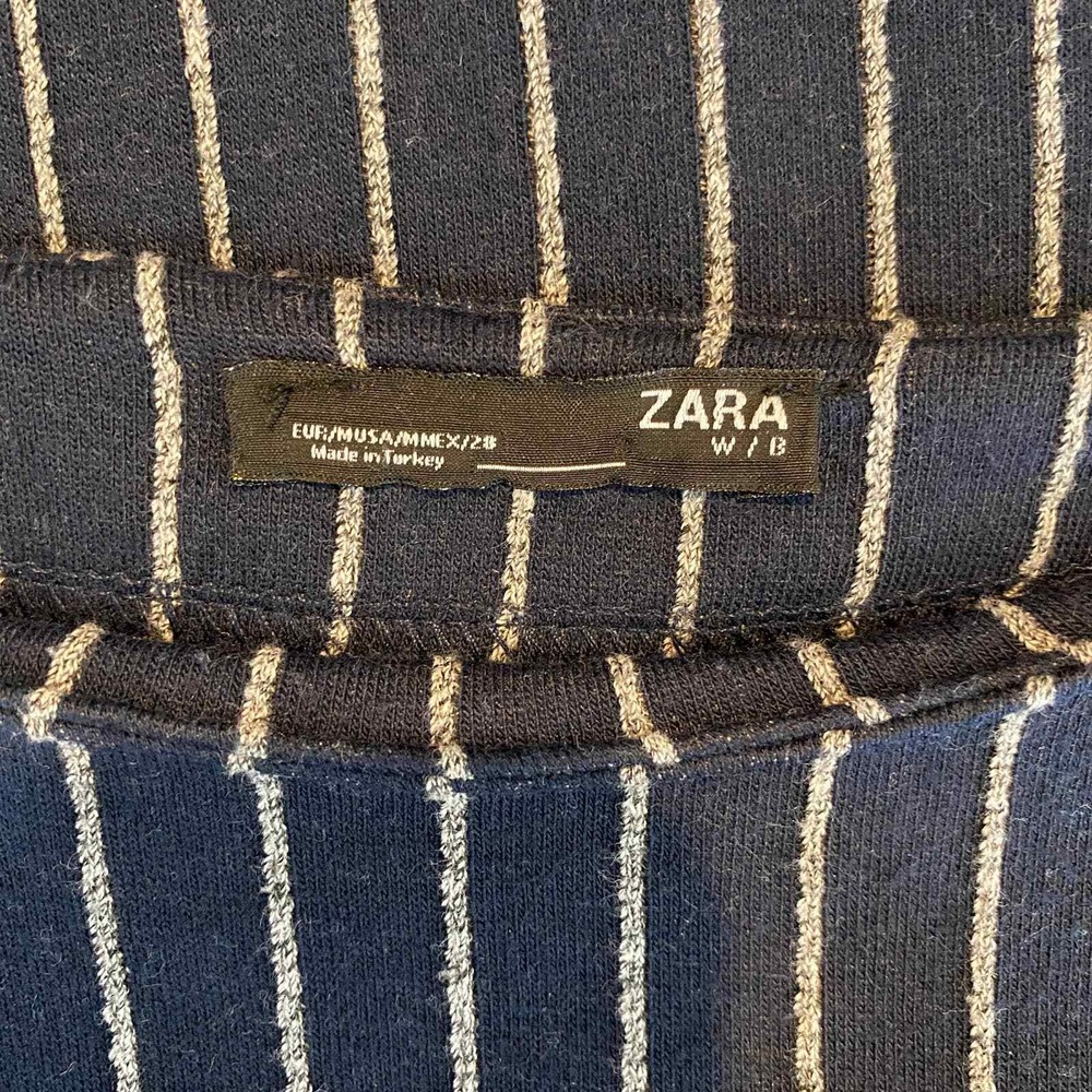ZARA Shift Dress Womens Medium Blue Gray Pinstripe Knit Pullover - Picture 6 of 11